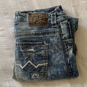 Affliction Men's Distressed Blue Jeans